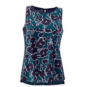 cAbi Warhol Floral Tank in Teal with Purple and White Accents Style #3087